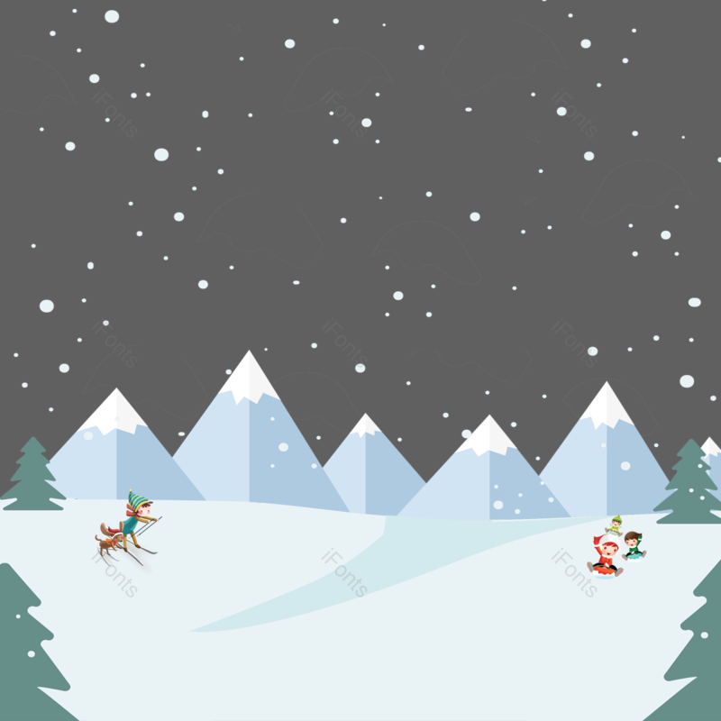 幸福图片,滑雪元素,平面PNG,雪花免抠素材