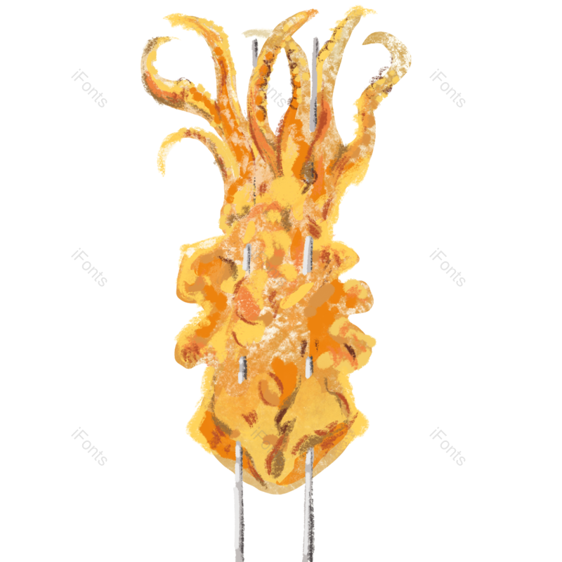 插图图片,手绘风元素,烧烤PNG,黄色免抠素材