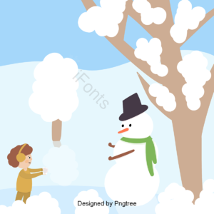 可爱 雪花 热情 冬季 动画片 树 雪人 儿童