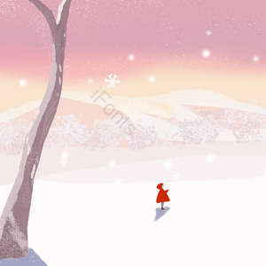 白色 新鲜 极简主义 清洁 冬季 森林 雪景 小姑娘