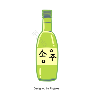动画片 可爱 烧酒 醇 酒瓶 手绘 插图 韩国特色