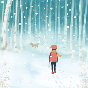 人 人物 雪景 下雪 树林 大雪 背影 冬天