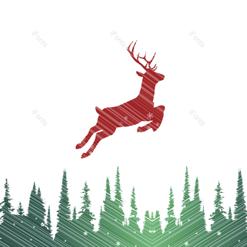 插图图片,麋鹿元素,森林PNG,雪花免抠素材