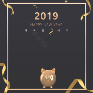 背景 年背景 2019年 猪和猪 金猪 飘带 金色 边框框