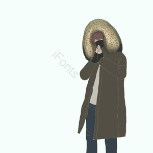 穿棉衣服 寒冷的 戴口罩 呼吸 保持温暖 男人 形象 插图