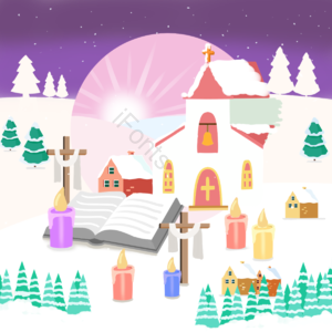 耶稣 蜡烛 圣经 基督教堂 黎明 雪地 树 十字架