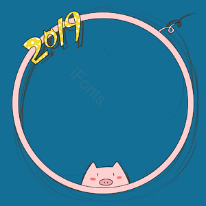 2019年 该 萌萌 猪 插画用图 手工的 框架 一个框架