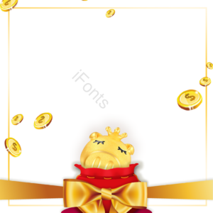 金色 金币 蝴蝶结 猪 绸缎 新年 黄金猪