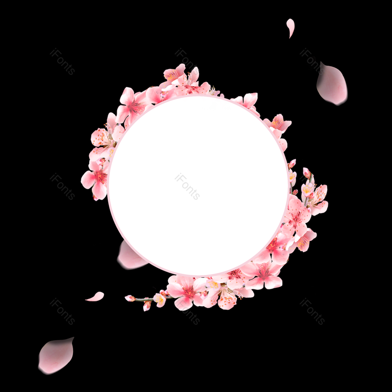 花环图片,春季元素,樱花PNG,绿色免抠素材