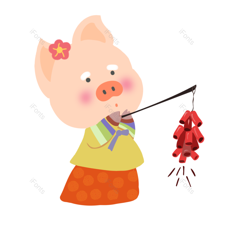 鞭炮图片,韩国元素,服装PNG,新年免抠素材