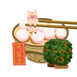 盆栽 红包 元宵 节日 筷子 汤圆 桔子 碗