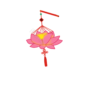荷花 花灯 元宵节 美丽 粉色 传统 元素 素材