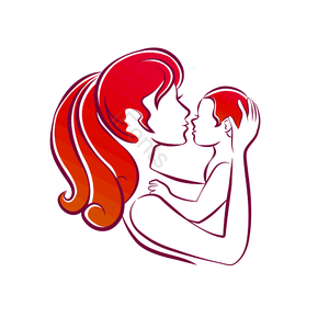 女人 儿童幼儿 画 插画用图 母亲节 简单 度佳节 母亲和儿子