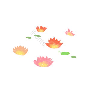 元宵节 莲花家族 光剪贴画 手绘竽 花灯 唯美主义 花瓣 水生植物