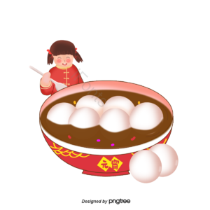 汤圆 大碗 小女孩 汤水 手绘 元宵节 可爱 冬至