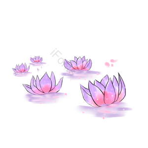 元宵节 荷花 花灯 手绘 浪漫