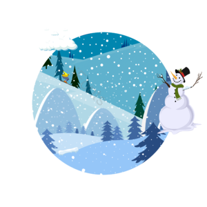 冷色调 冬季 场景 雪人 大雪 冬景 元素