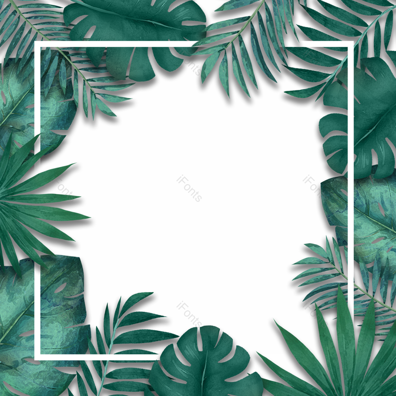 水彩叶子图片,丛林元素,绿色PNG,植物背景免抠素材
