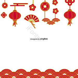 中国式 云纹 传统元素 传统边界 卡通插图 一年的氛围 折扇 新年