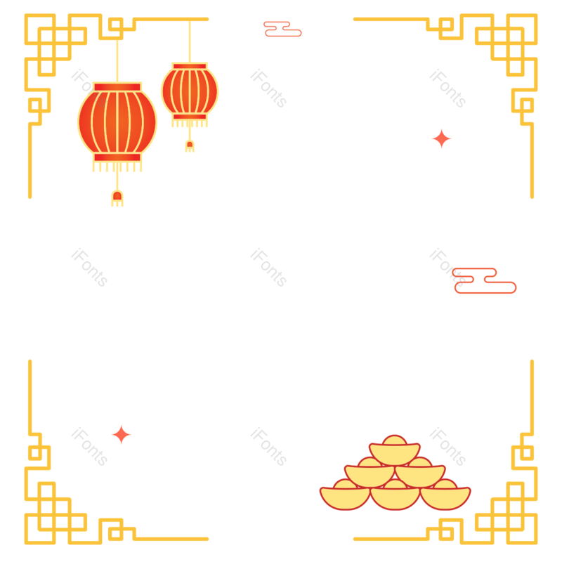 元素图片,春节元素,金元宝PNG,卡通插画免抠素材