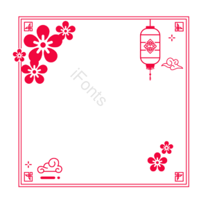 线条边框 方形边框 灯笼 云纹 祥云 传统花纹图案 中国风格 桃花