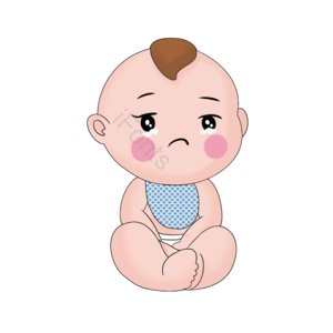 哭泣 男婴 娃娃 口水布 可爱 手绘 卡通 插画