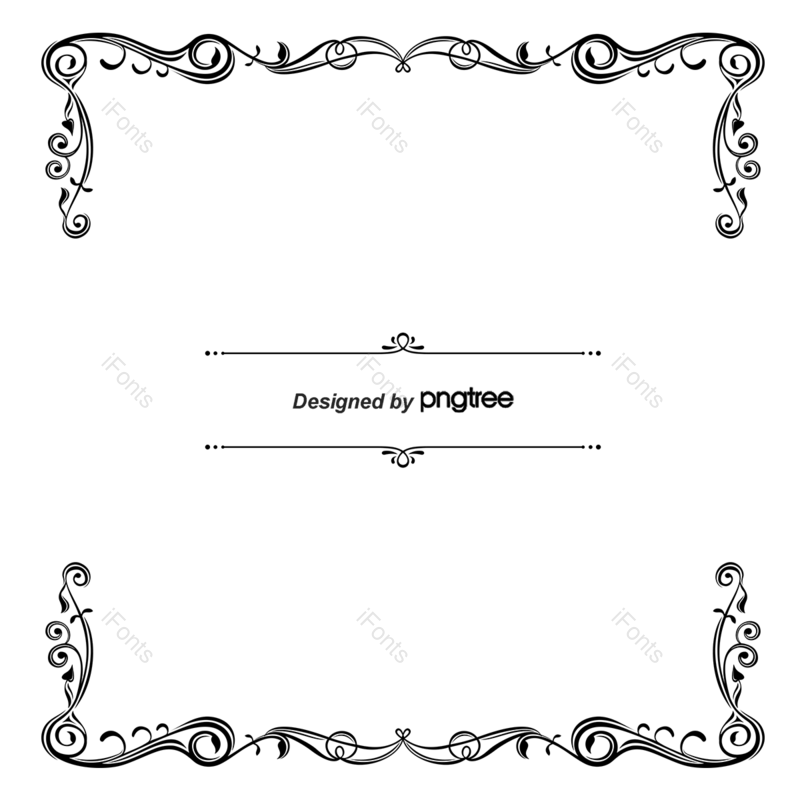 线条图片,复古框元素,透明边框PNG,黑色免抠素材