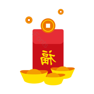 红包 福袋 金色元宝 铜钱 新年元素 过年素材 喜庆元素 福气