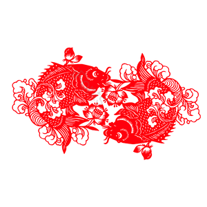 剪纸 鱼 春节 红色 鲤鱼 喜庆 大气 中国风