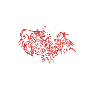 背景 春节 砂石纹理 红色 鲤鱼 简笔画