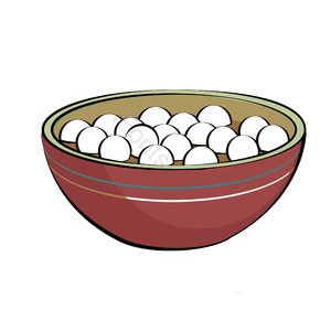 汤圆 元宵节 红灰色 复古 手绘 节日 卡通 插画