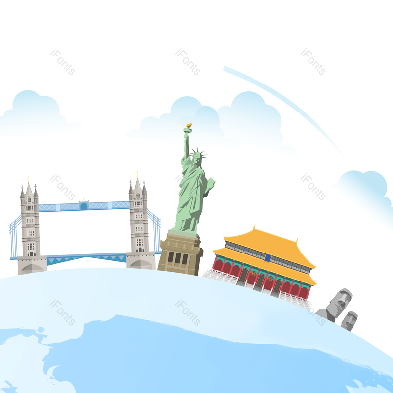 环球旅行图片,简约元素,地球PNG,平面免抠素材