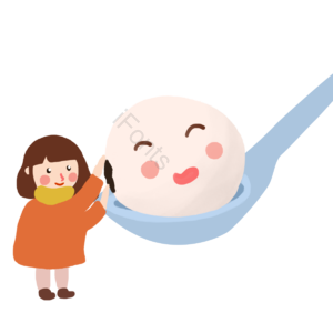 元宵节 元素 小女孩 吃汤圆