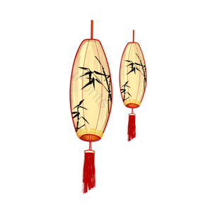 花灯 流苏 竹子 淡雅 手绘 古风 淡黄色 传统