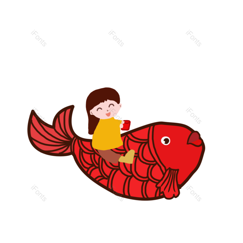 元素图片,春节元素,红包PNG,小女孩免抠素材
