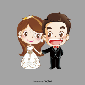 卡通 手绘 可爱 情侣 结婚 婚礼 PNG元素