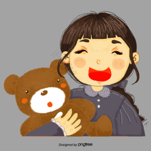 卡通 手绘 可爱 布娃娃 开心 小女孩 PNG元素