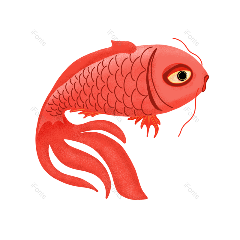 卡通图片,锦鲤元素,动物PNG,红色免抠素材