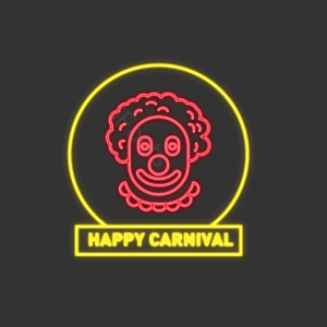 小丑 圆 黄色 红色 嘉年华 霓虹灯 彩色 灯管