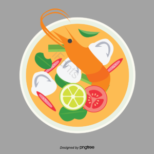 卡通手绘 食物 食品 食材 龙虾 西红柿 汤 PNG元素