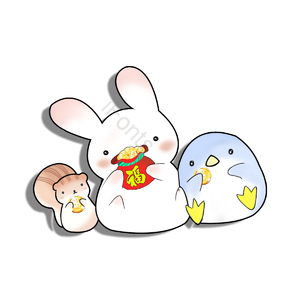可爱 小兔 动物 福袋 插画