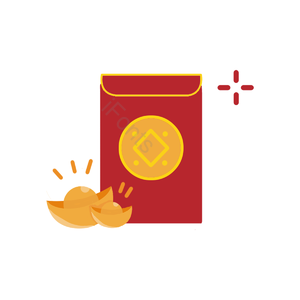 卡通 红包 铜钱 元宝 新年 春节 金元寶圖案 金元寶素材