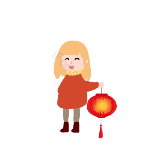元素  小女孩 打灯笼 插画