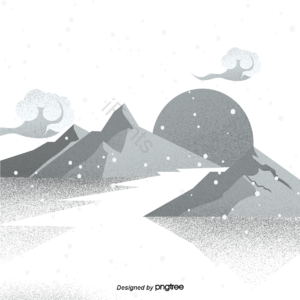 卡通 冬季 山峰 下雪 云朵 寒冷