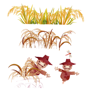 稻谷 稻草人 人类剪贴画 米剪贴画 小麦