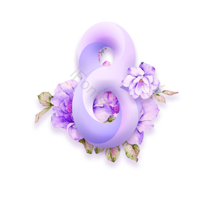 8字 数字 视觉 花卉 唯美 浪漫 清新 立体