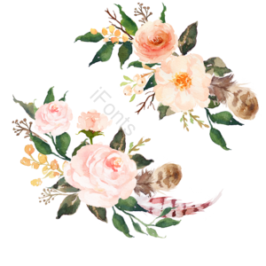 苍白 水彩 花丛花卉植物 花剪贴画 水彩剪贴画 花框架 水彩鲜花 花环