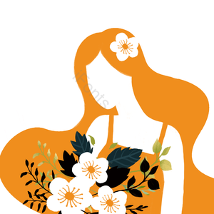 三七 女神节 3月8日妇女节 剪影 可爱 叶 女性 女人