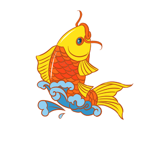 卡通 锦鲤 水纹 鱼 好运 年年有鱼 新年 插画
