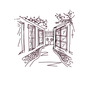街道 商铺 线条 线描 纵深感 矢量素材 卡通风格 插画元素